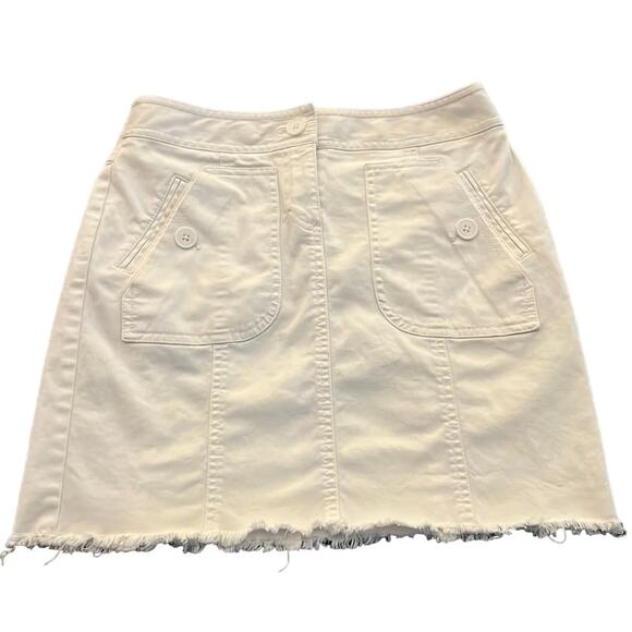 Loft Ann Taylor Petite Size 0P White Cotton Casual Skirt Fringe Bottom - Picture 1 of 8
